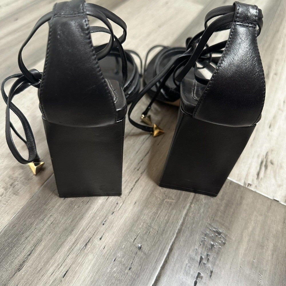Schutz Leaf Strappy Lace Up Heels Women's Black Gold Detail Size 10 EUC - Picture 5 of 10